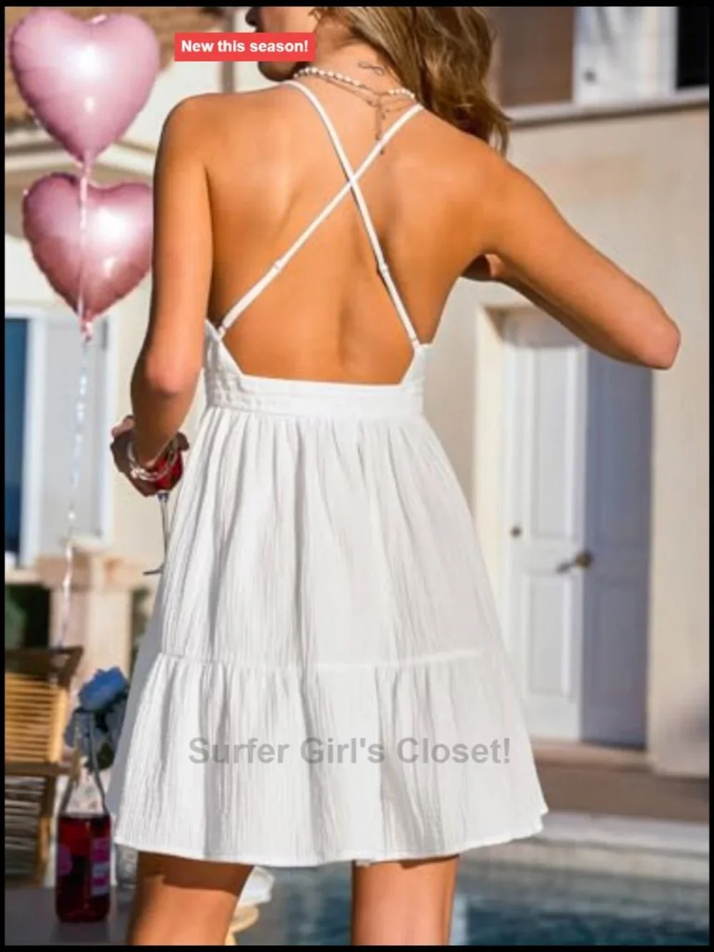 CUPSHE V-Neck Open Back Flowy Tiered A-Line Mini Dress Sundress Beach Vacation